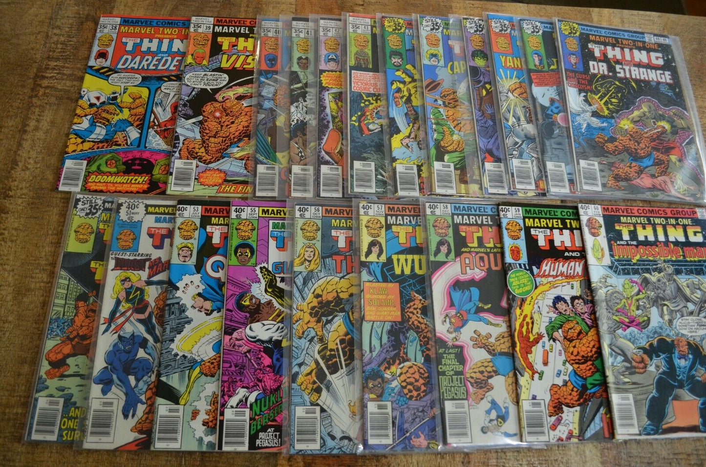 Marvel Two in One #38-51 53 55-60 Comic Book Lot of 21 Newsstand Thing Vision