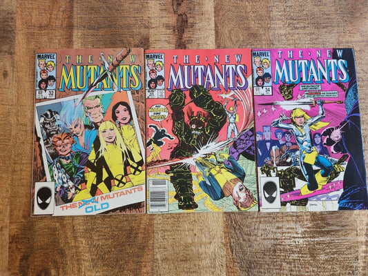 New Mutants #32 33 34 Signed Steve Leialoha No COA Marvel Comics Lot VF/NM 9.0