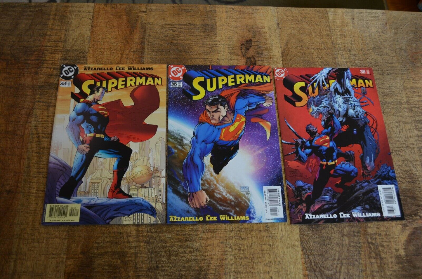 Superman #204 205 206 DC Comic Book Jun Jul Aug 2004 Jim Lee Cover & Art NM 9.2