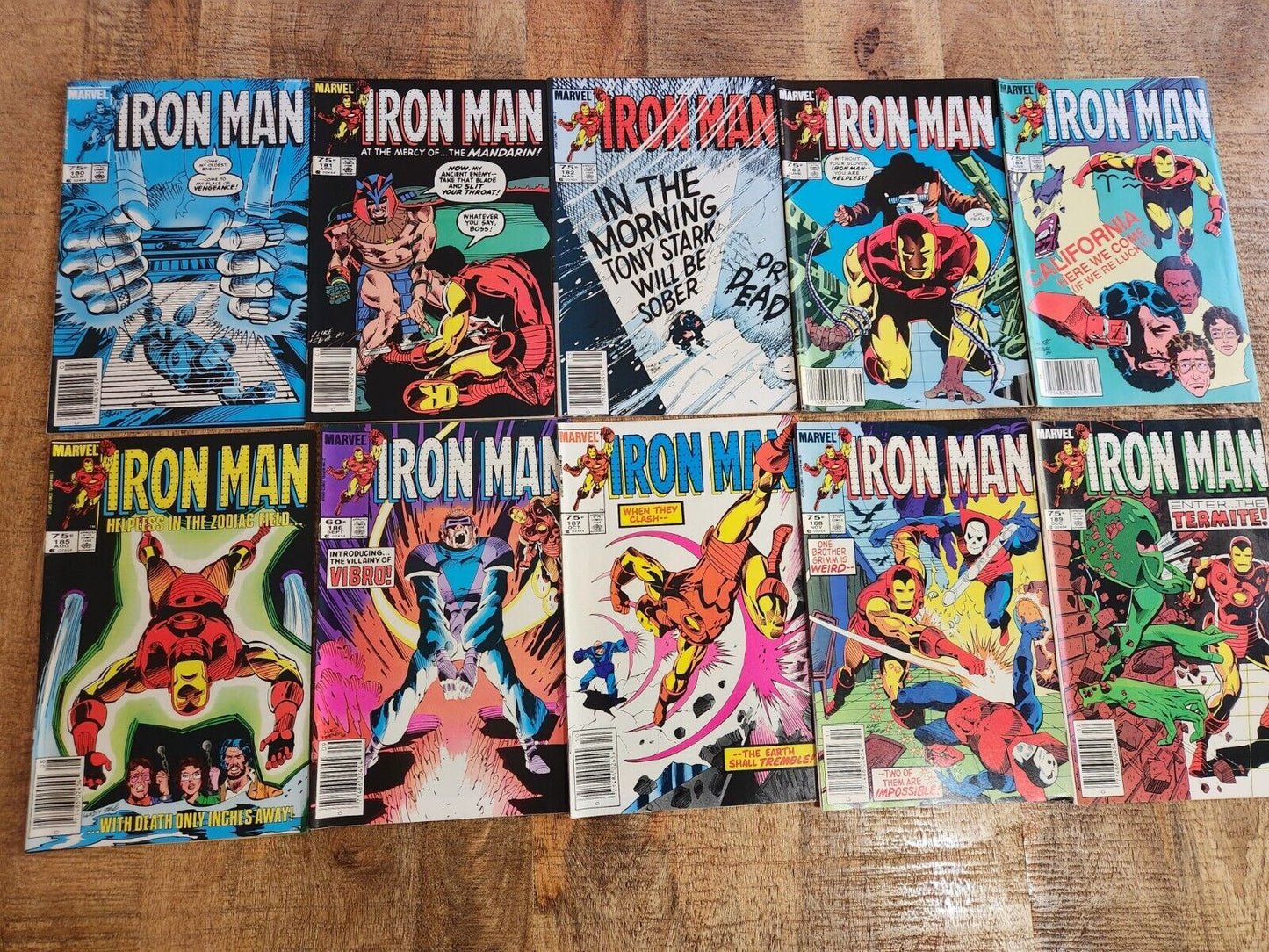 Iron Man #180-189 Canadian Price Variants w 1 Newsstand Marvel Comic Book Lot VF