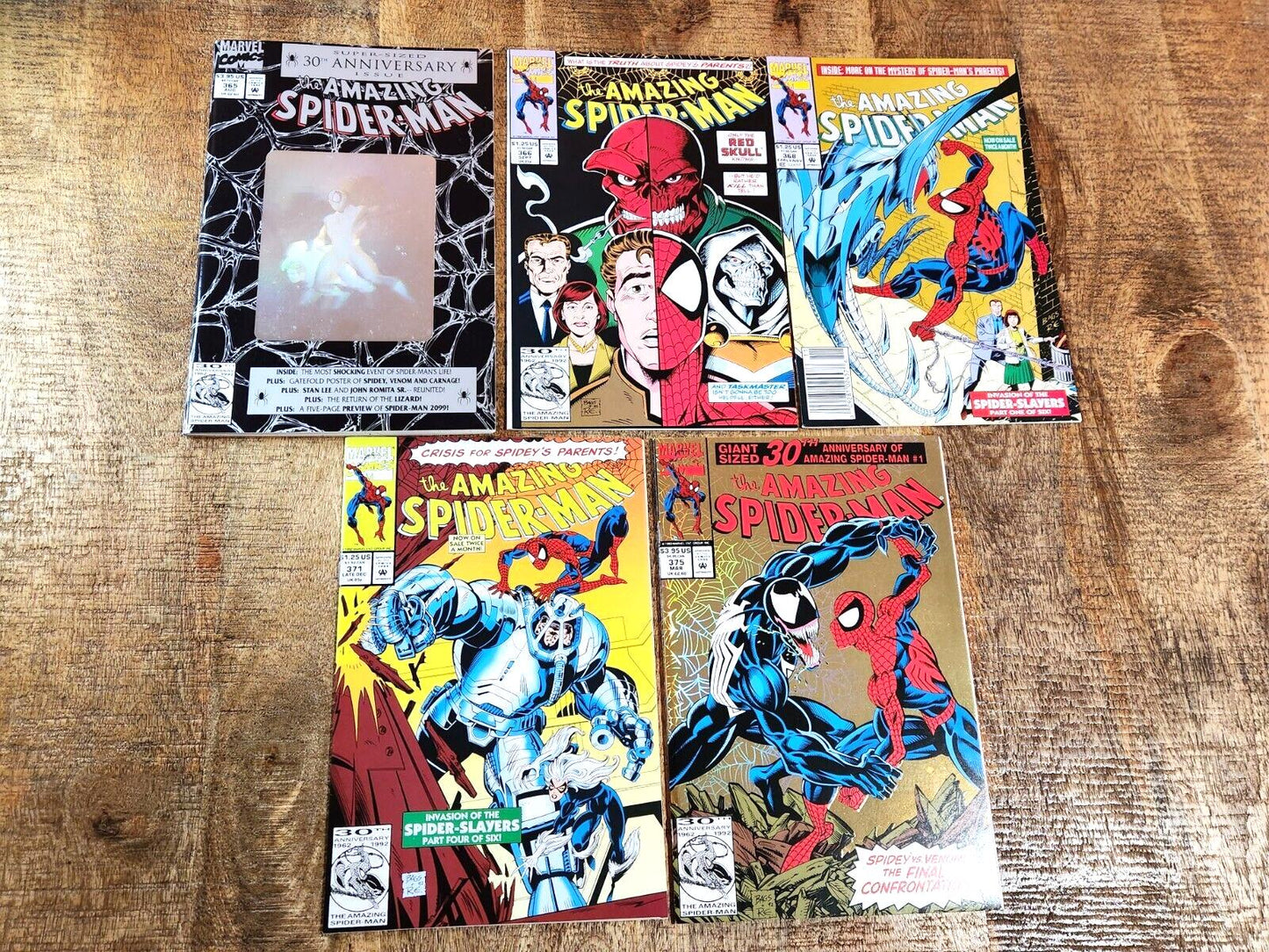 Amazing Spiderman #365 366 368 371 375 Marvel VF/NM 9.0 Comic Books Lot of 5