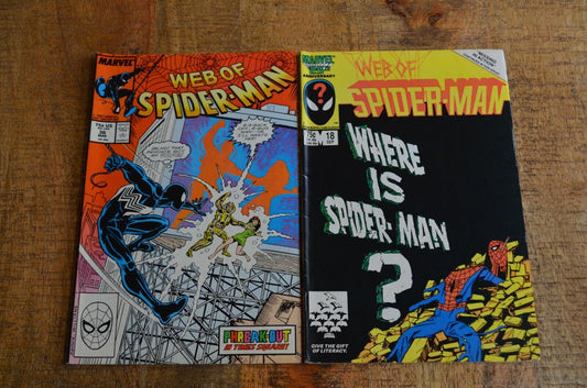 Web of Spider-Man #18 36 Marvel Comic Book Lot of 2 FN 6.5 Tombstone 1st App