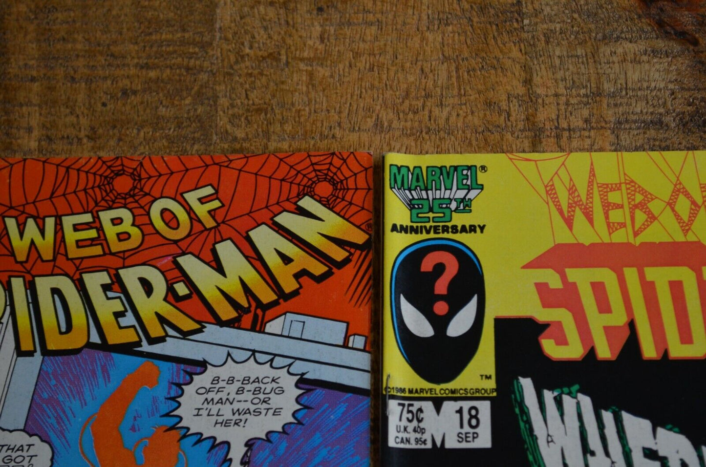 Web of Spider-Man #18 36 Marvel Comic Book Lot of 2 FN 6.5 Tombstone 1st App