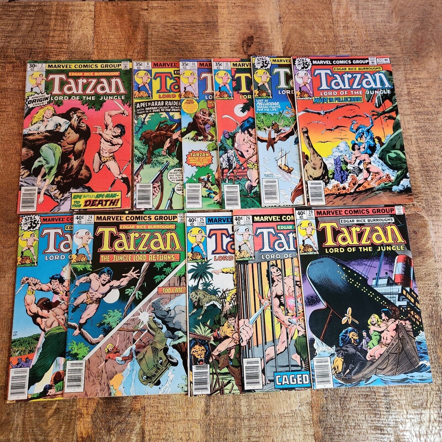 Tarzan #2 8 10 15 21-26 29 Lord of the Jungle Marvel Comic Book Lot of 11 VF 8.0