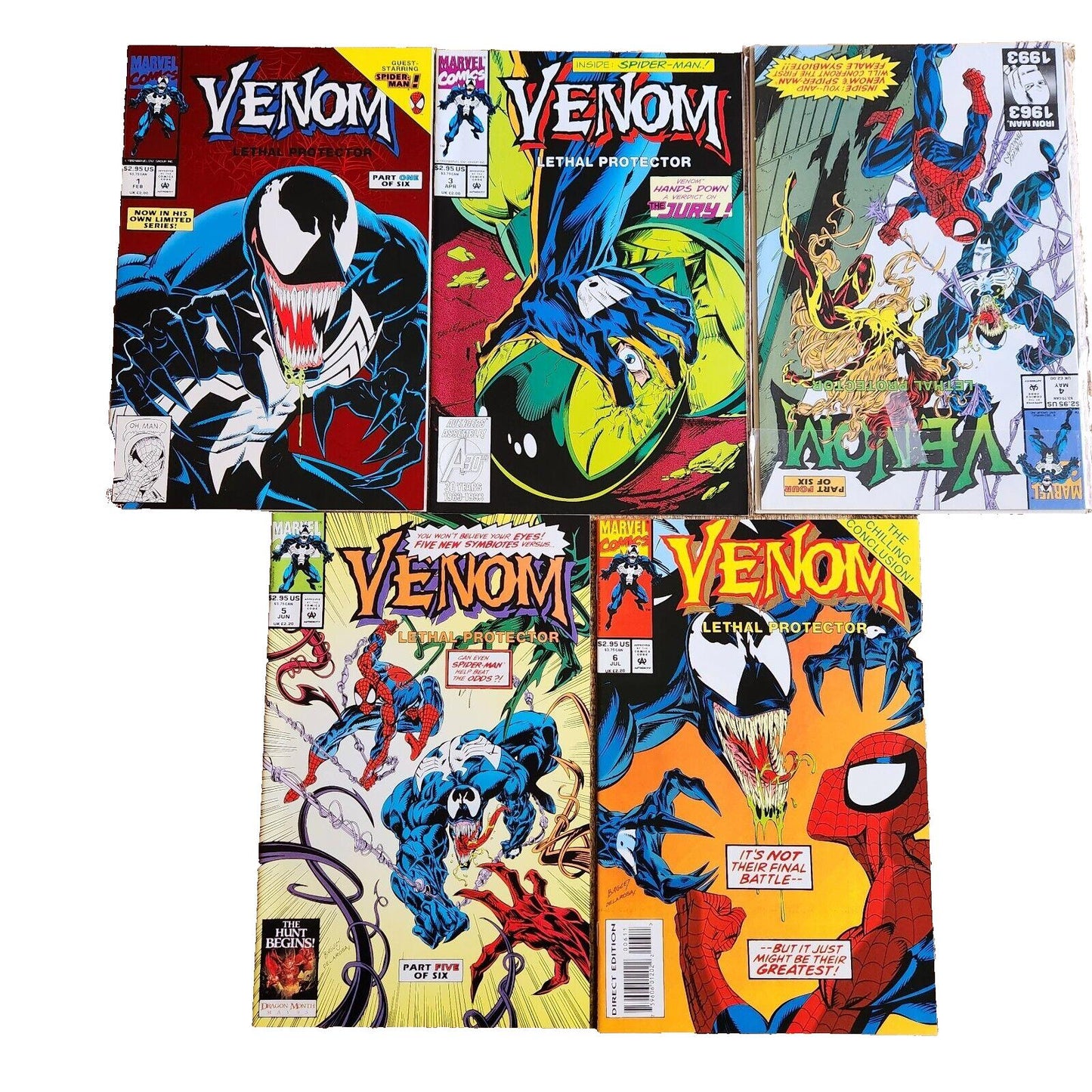 Venom Lethal Protector #1 3 4 5 6 (Marvel, 1993) Lot of 5 Comic Books NM+ 9.6