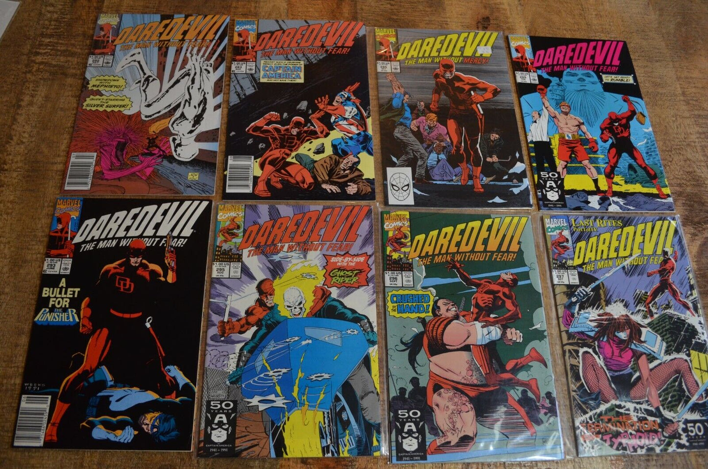 Daredevil #282 283 285 289 293 295 296 297 Marvel Comic Book Lot of 8 9.0 NM-