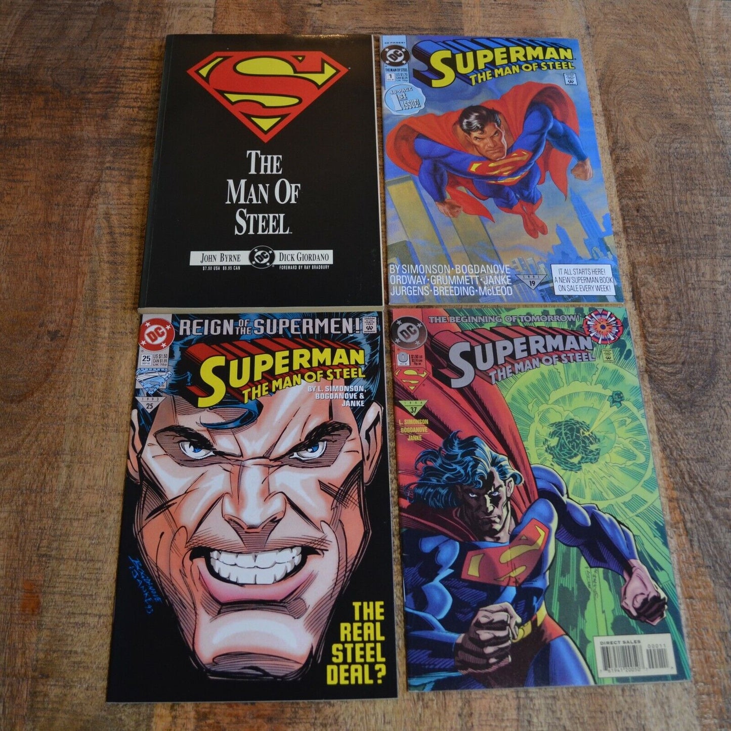 Superman Man of Steel #0 1 25 and TPB Trade Paperback DC Comics Lot of 4 VF+ 8.5