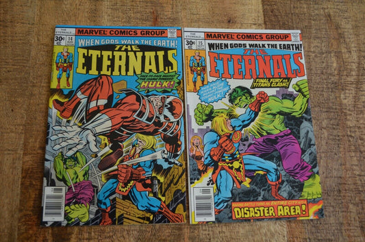 Eternals #14 15 Marvel Comic Book Lot of 2 1977 Hulk Robot 1st App VF+ 8.5