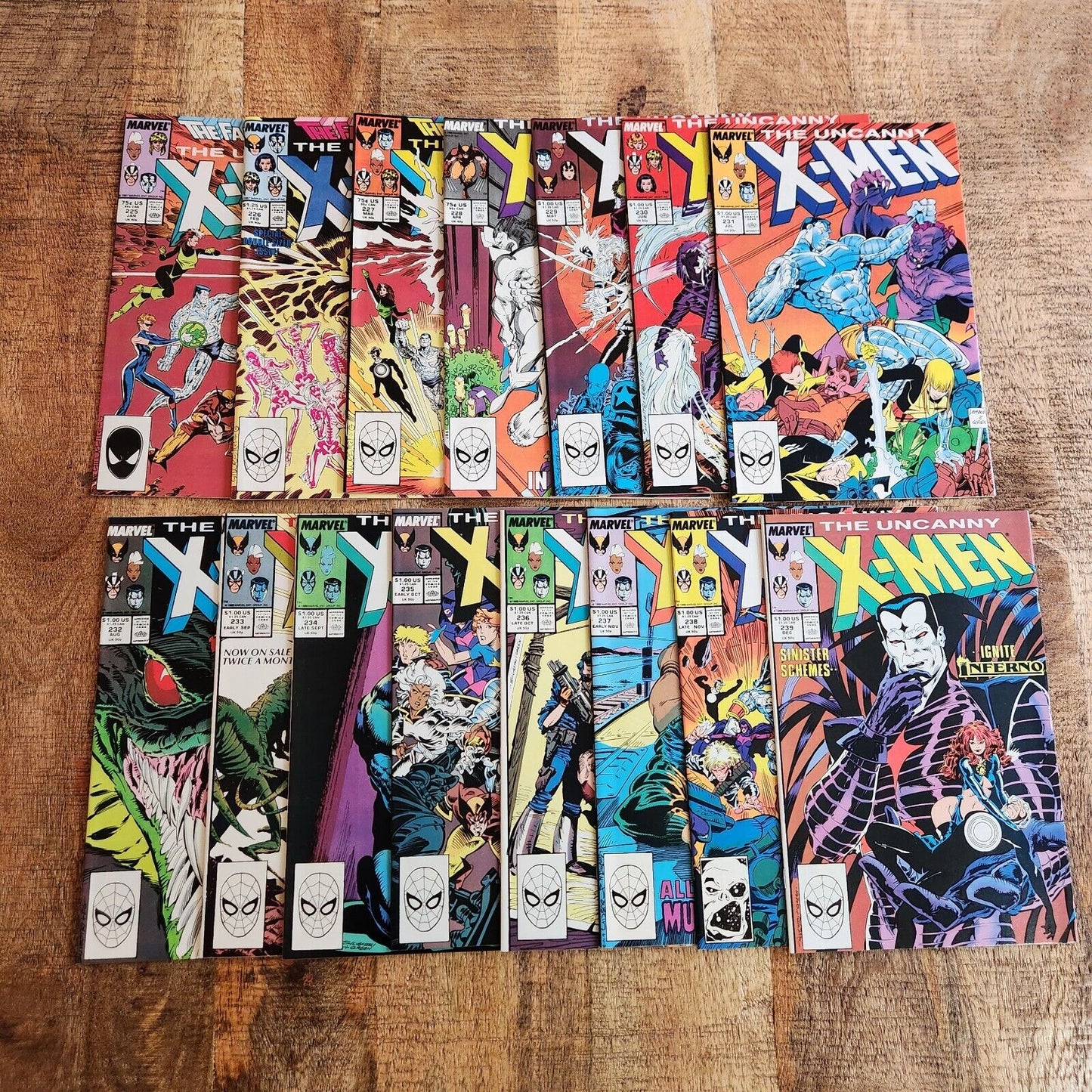 Uncanny X-Men #225-239 Marvel Comic Book Lot of 15 NM- Psylocke Wolverine Rogue