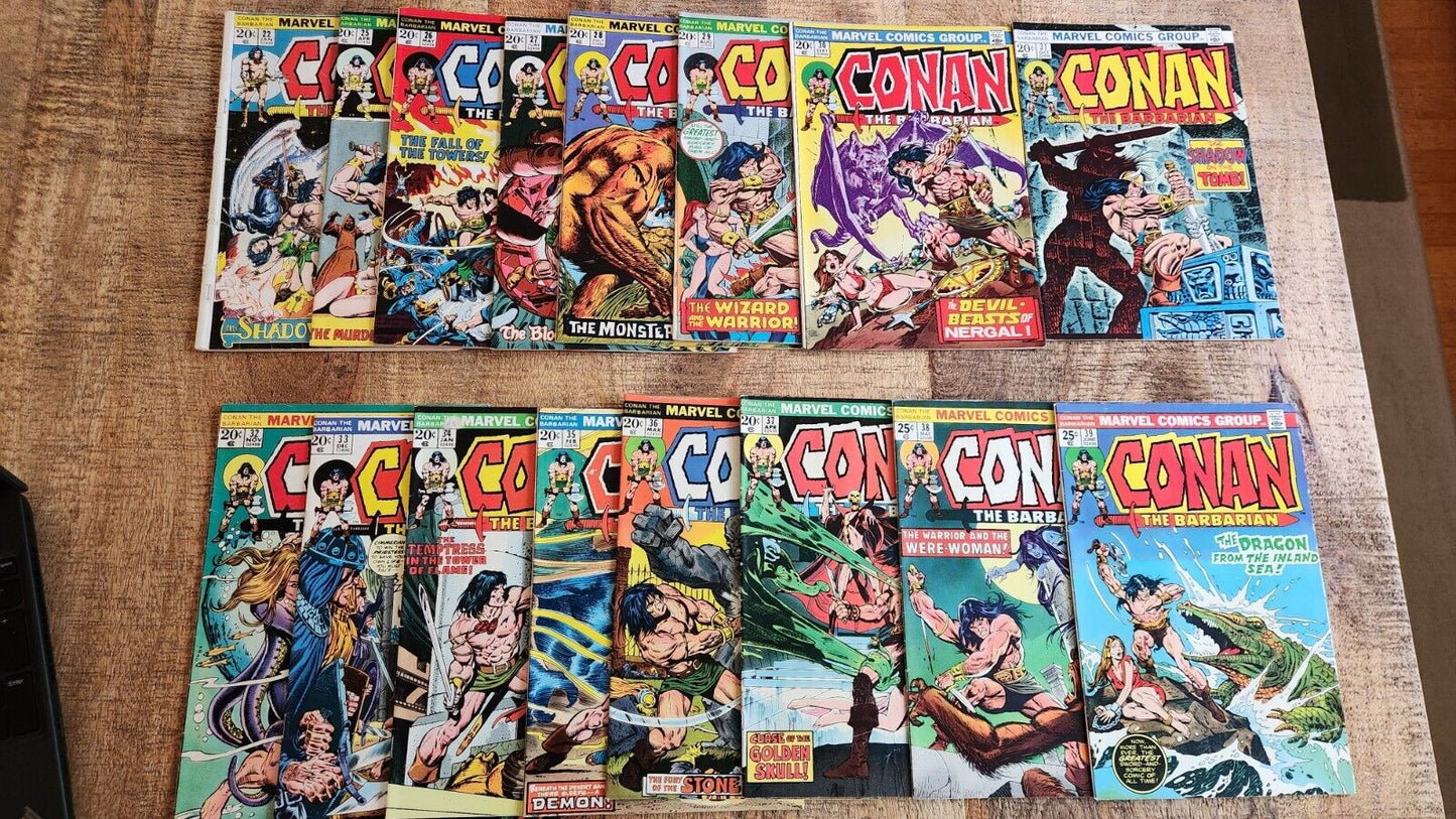 Conan The Barbarian #22 25-39 Marvel Comic Book Lot of 16 FN 6.0 1973-1974