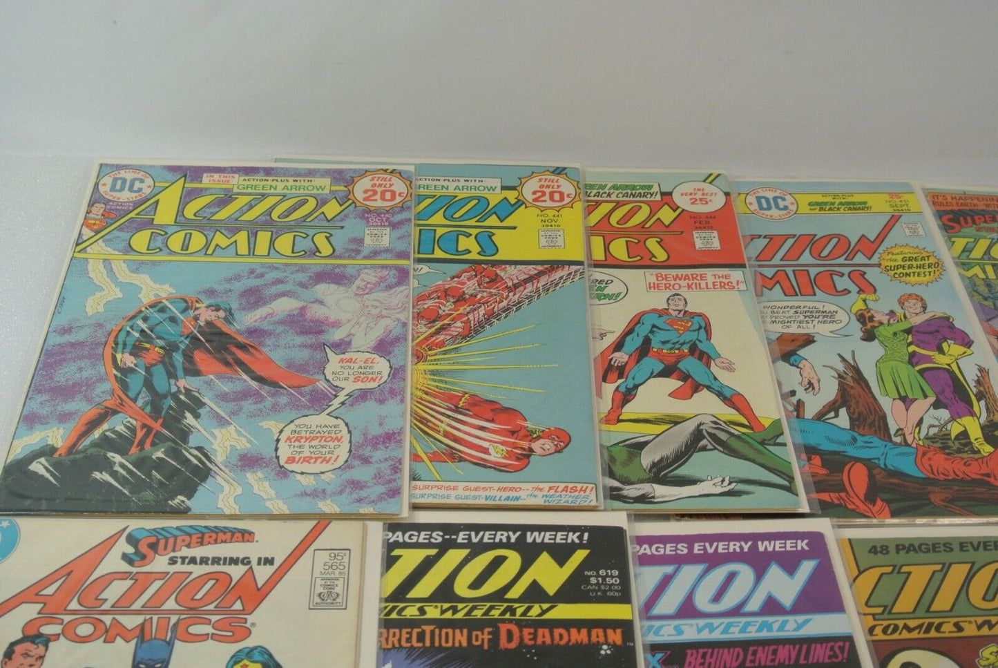 Action Comics #440 441 444 451 467 515 527 528 + more (DC, 1974-1994) Lot of 23