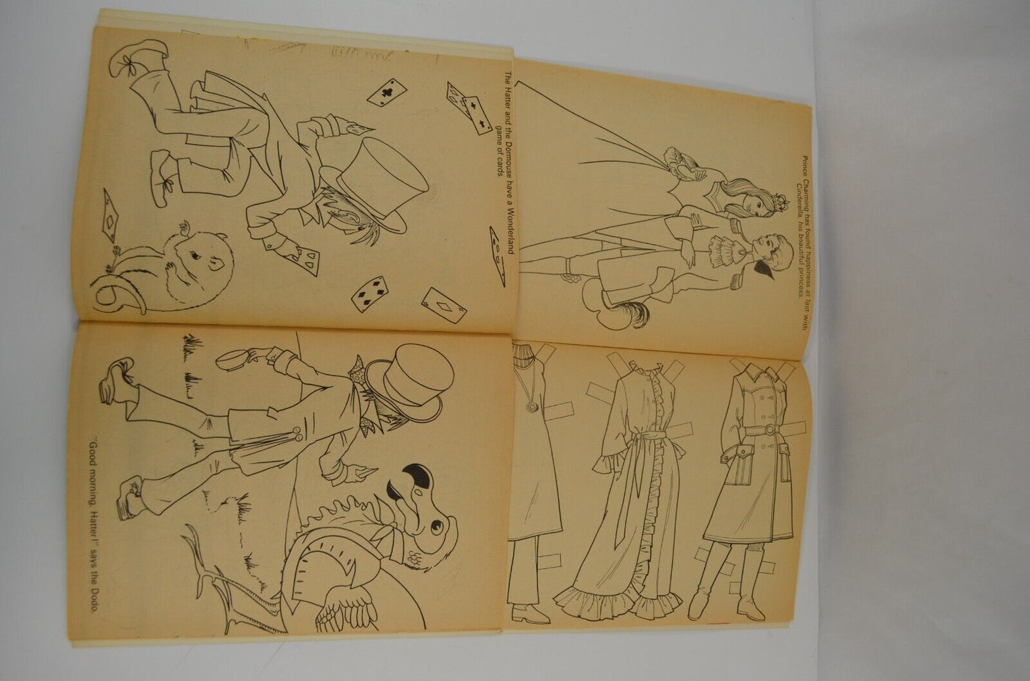 Wonder Cut & Color Paper Doll Books Cinderella Alice in Wonderland Unused Vtg