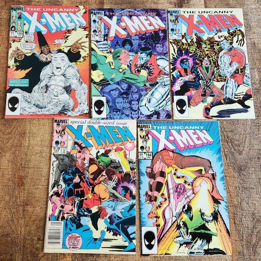 Uncanny X-Men #190 191 192 193 194 Marvel Comic Book Lot of 5 VF+ 8.5 1985