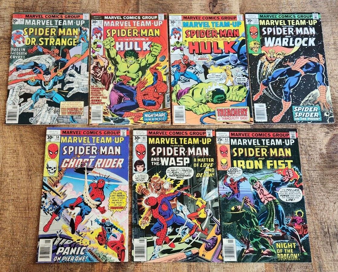 Marvel Team-Up #50 53 54 55 58 60 63 Spider-Man Hulk Wasp Comic Book Lot of 7