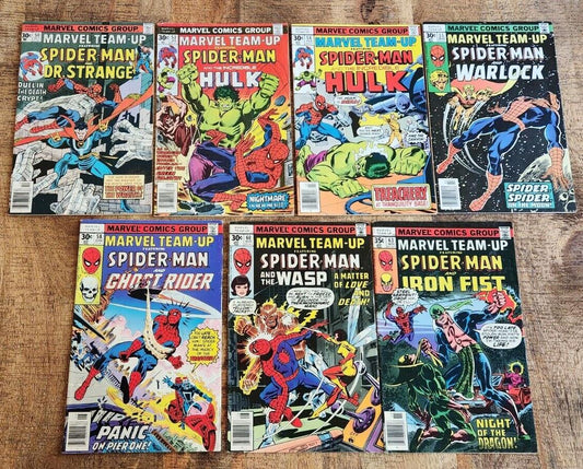 Marvel Team-Up #50 53 54 55 58 60 63 Spider-Man Hulk Wasp Comic Book Lot of 7