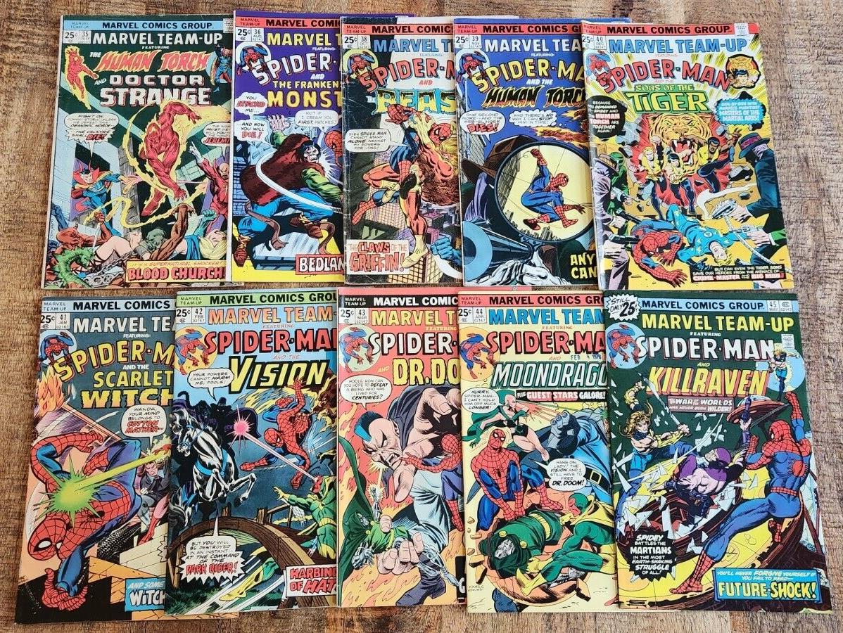 Marvel Team-Up #35 36 38 39 40-45 Spider-Man Vision Beast Comic Book Lot of 10