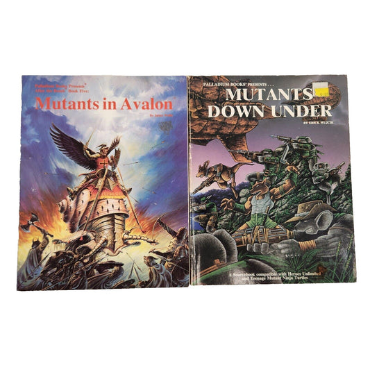 Palladium RPG Books Mutants Down Under & Avalon Sourcebooks 1989 1991 Vtg