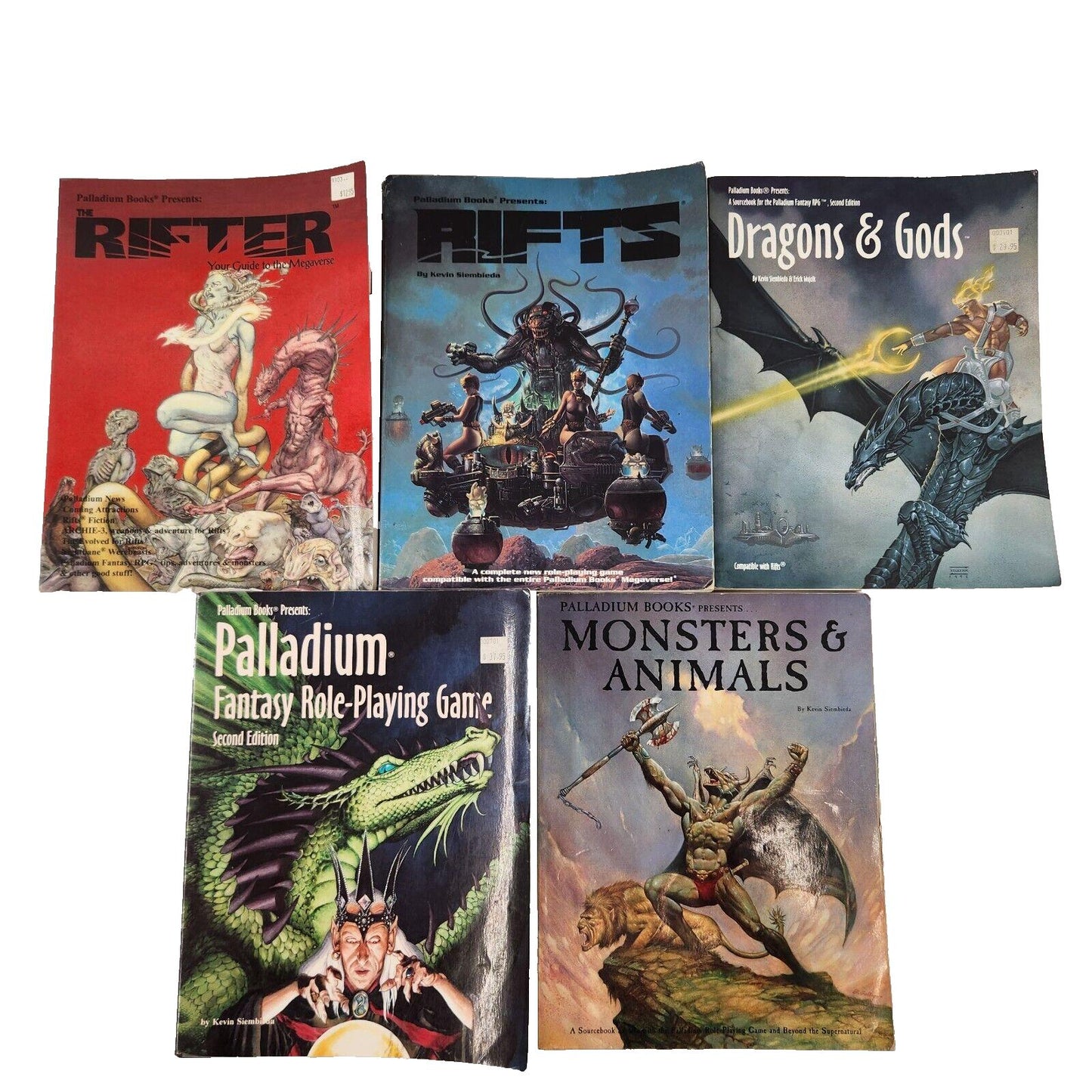 Palladium RPG Book Lot Rifts Rifters Dragons Gods Monsters Animals Fantasy Guide