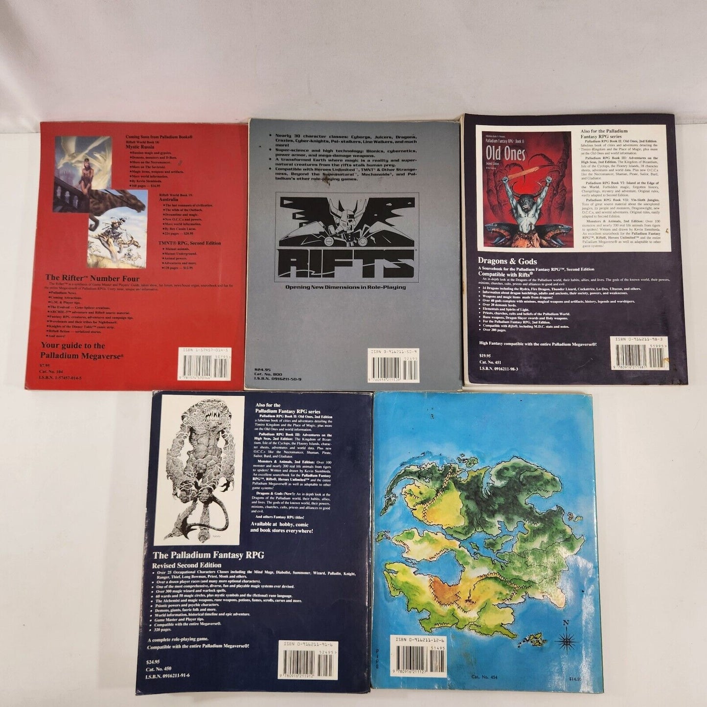 Palladium RPG Book Lot Rifts Rifters Dragons Gods Monsters Animals Fantasy Guide