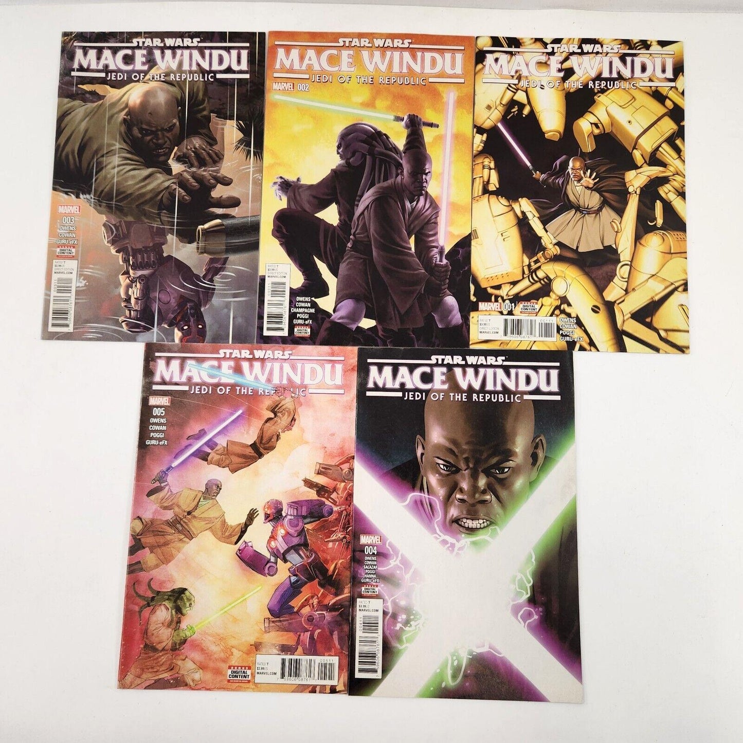 Star Wars Mace Windu #1-5 Jedi of the Republic 2007 Comic Book Lot VF+ Marvel