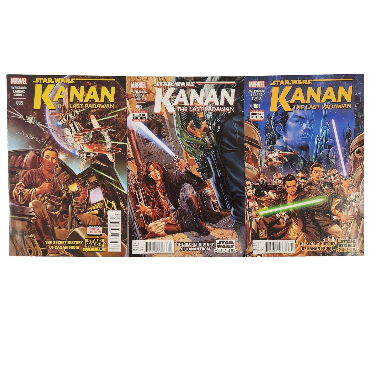 Star Wars Kanan #1-3 The Last Padawan Rebels Comic Book Lot VF to VF+ Marvel