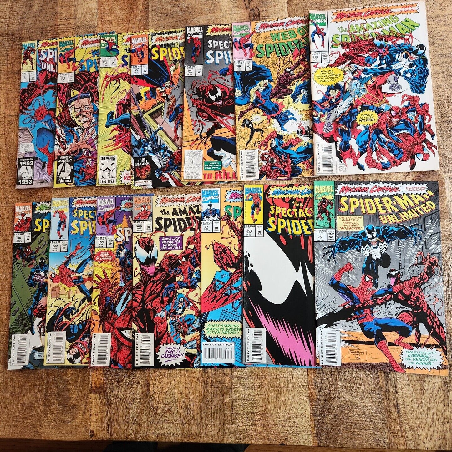 Spider-Man Maximum Carnage Story Arc Complete Marvel Comic Book Lot of 14 VF/NM