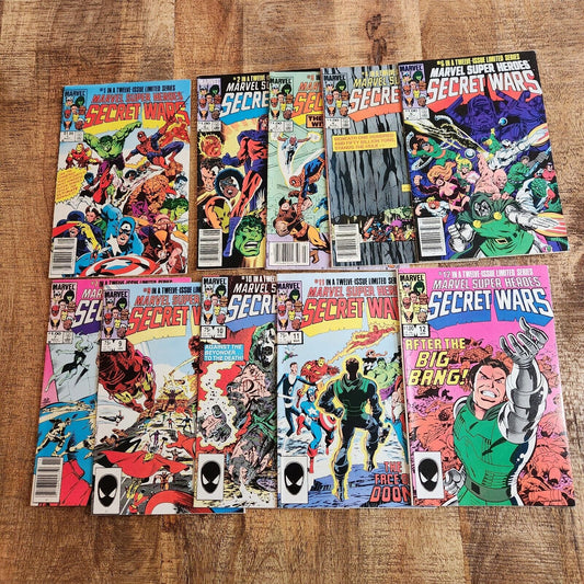 Secret Wars #1-5 #7 (Canadian Price Variants) #9-12 Marvel Comic Book Lot VF 8.0