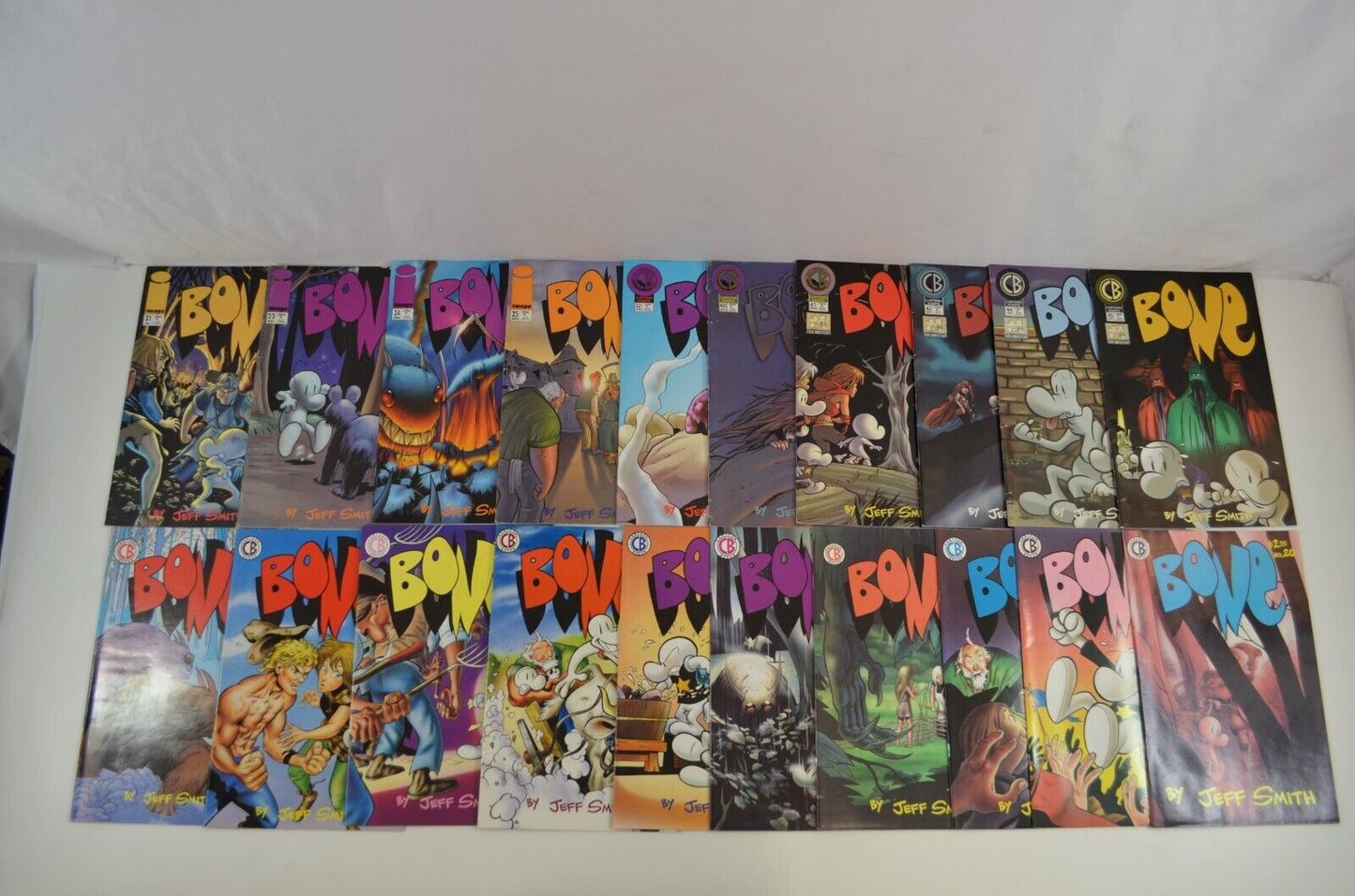 Bone #2, 7, 9, 14-21, 23-25, 32, 40-42, 44, 45 (Cartoon Books) Lot of 20 Comics