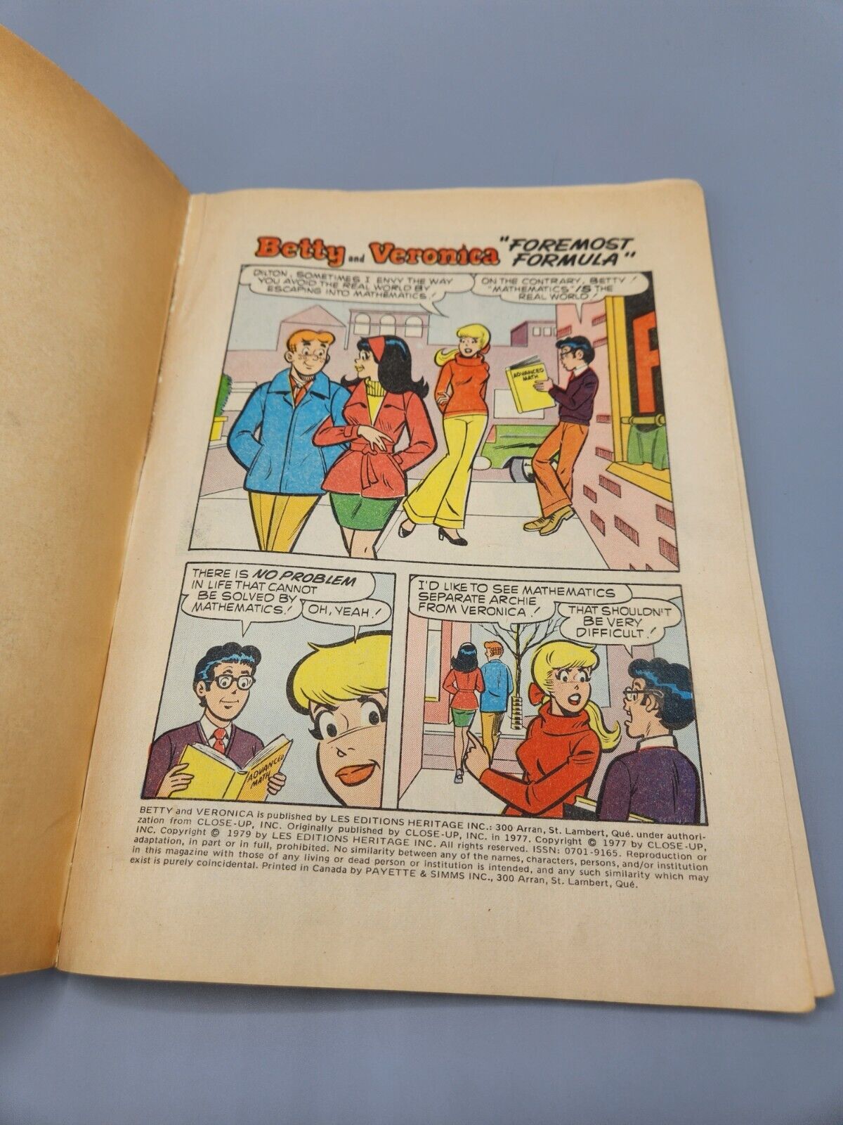 Archie & His Gals Betty Veronica 1979 Les Editions Heritage Comic Book Riverdale