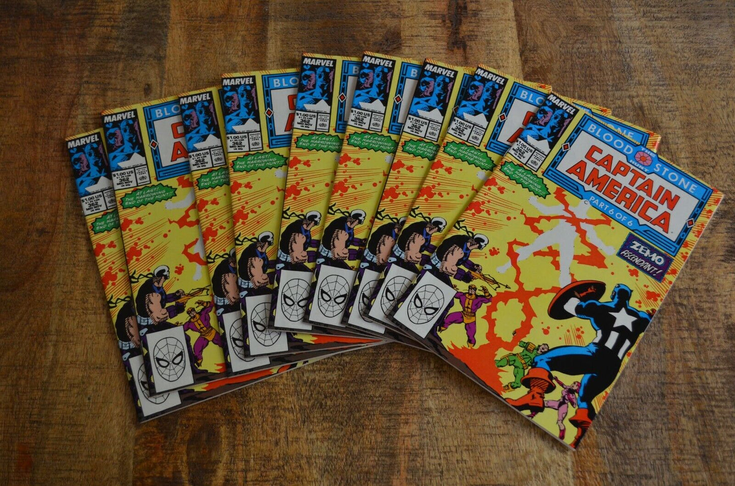 Captain America #362 Marvel Comic Book November 1989 Lot of 9 Crossbones NM- 9.0