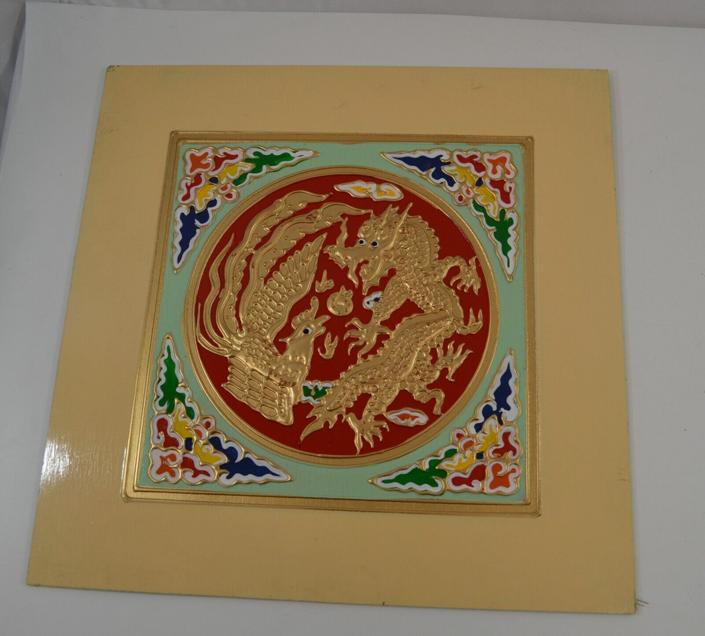 Chinese Asian Dragon Drop Ceiling Tiles Wall Panels Corners x 11 Vtg Midcentury