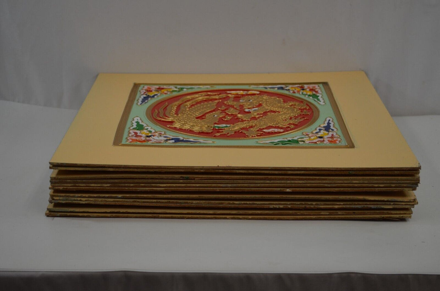 Chinese Asian Dragon Drop Ceiling Tiles Wall Panels Corners x 11 Vtg Midcentury