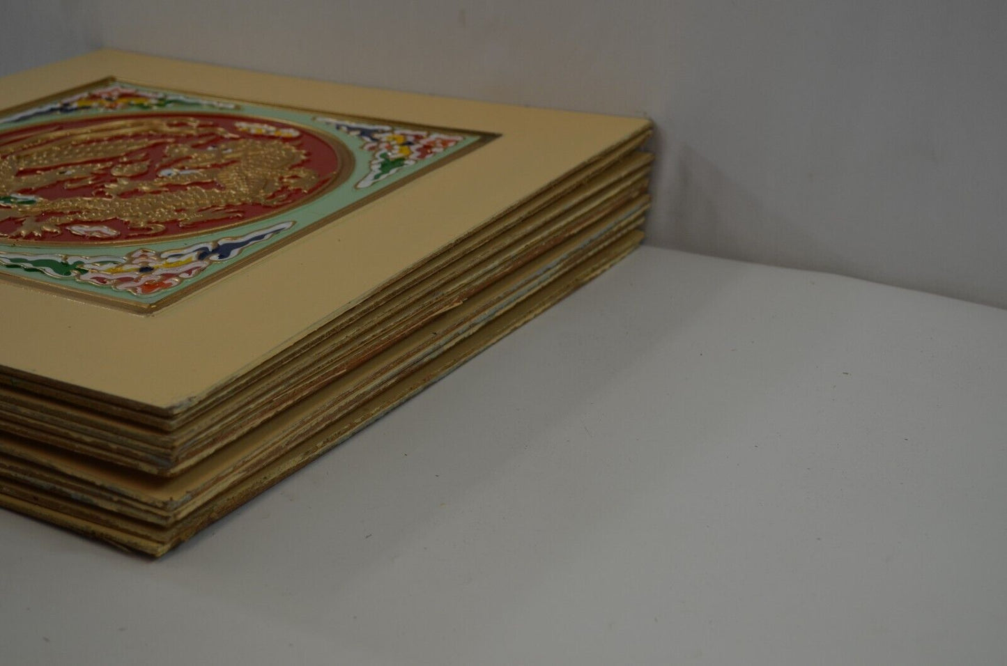 Chinese Asian Dragon Drop Ceiling Tiles Wall Panels Corners x 11 Vtg Midcentury