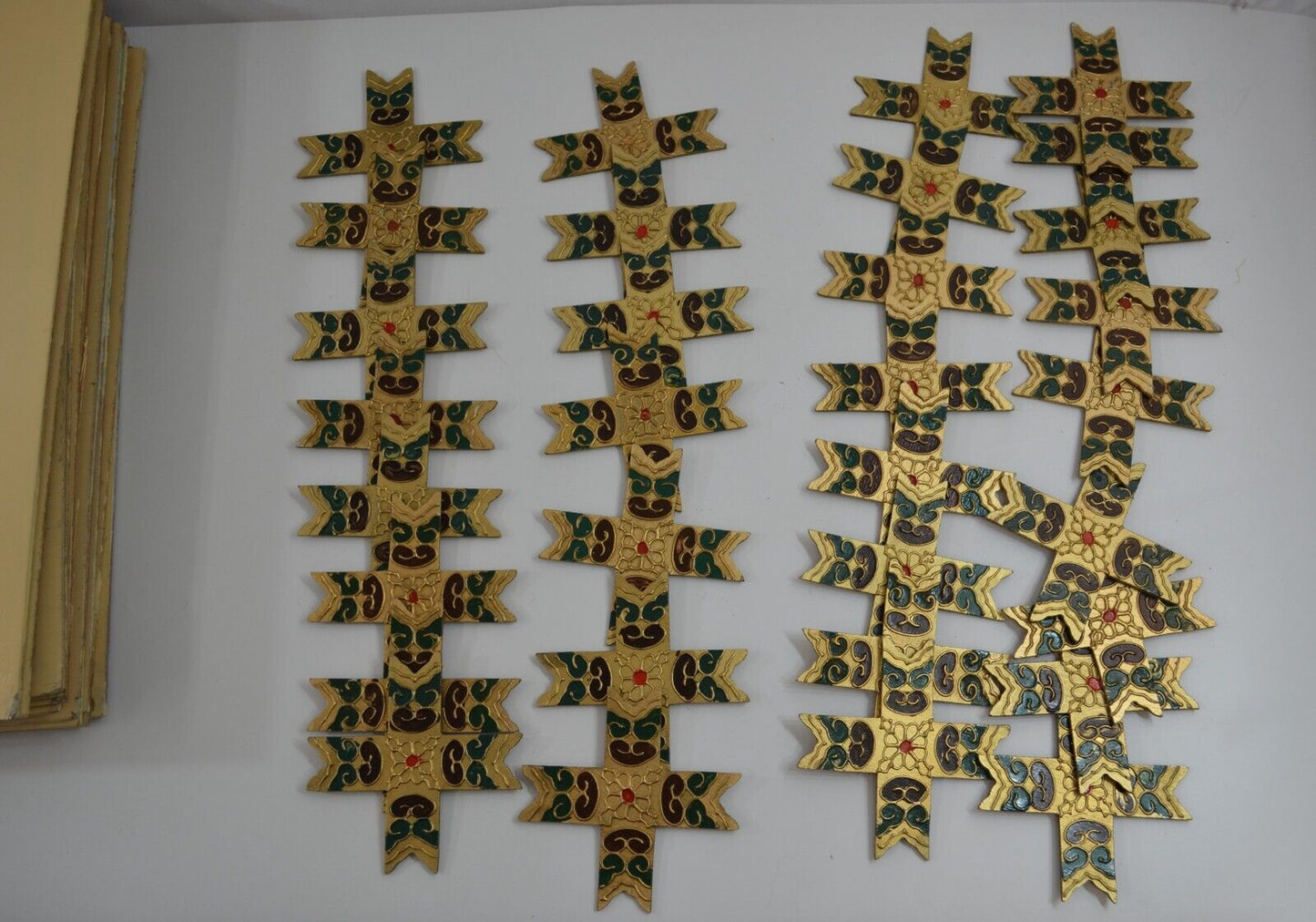 Chinese Asian Dragon Drop Ceiling Tiles Wall Panels Corners x 11 Vtg Midcentury