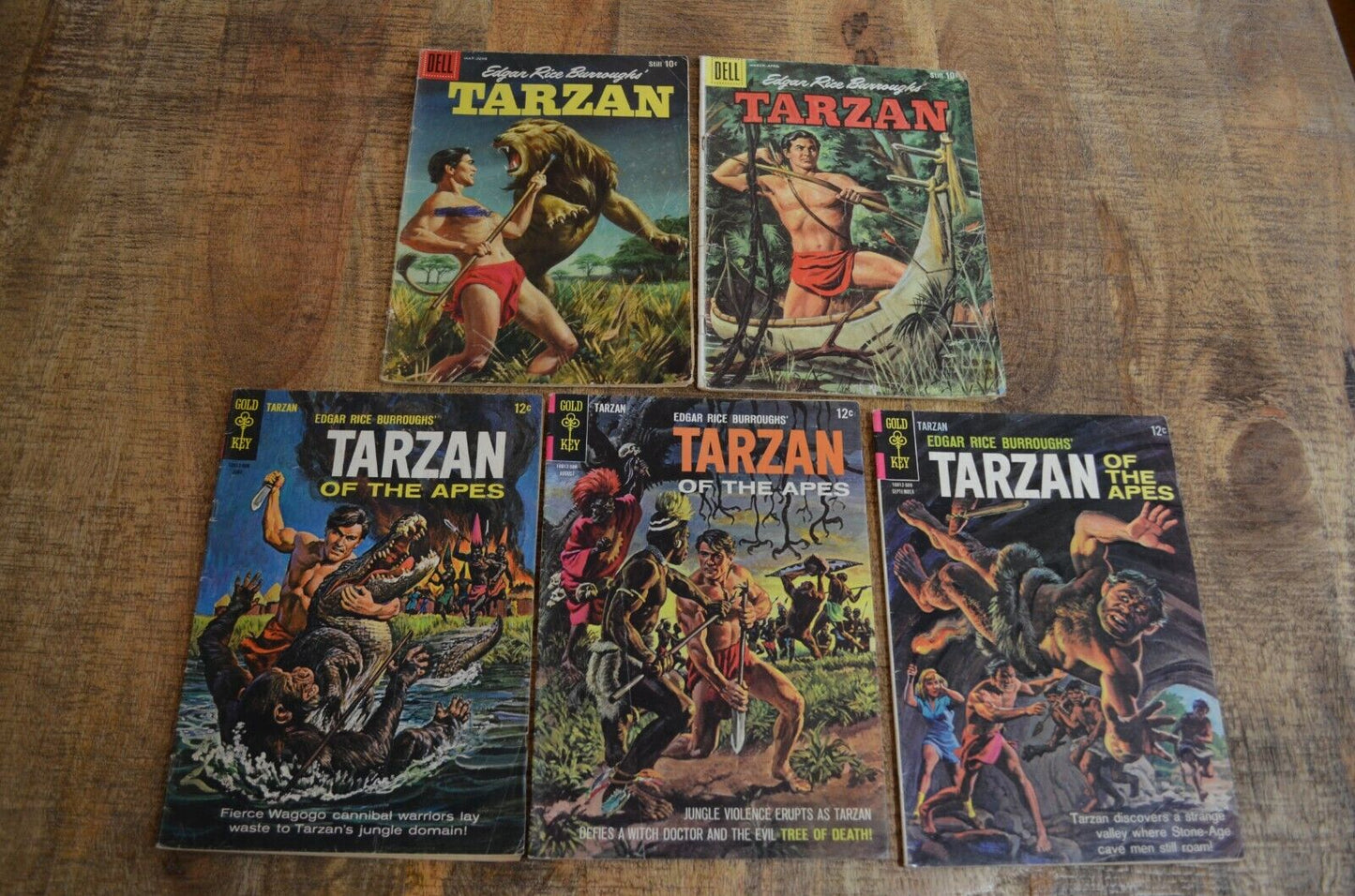 Tarzan Comics #112 117 (Dell) of the Apes #150 151 152 (Gold Key) Lot of 5 VG