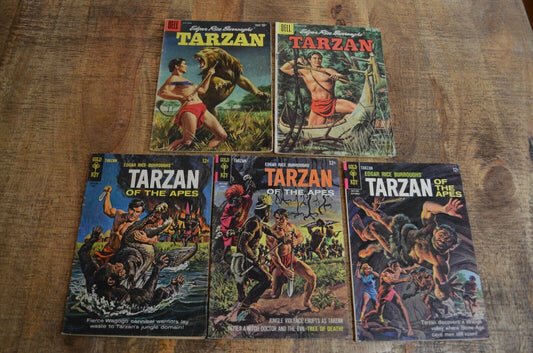 Tarzan Comics #112 117 (Dell) of the Apes #150 151 152 (Gold Key) Lot of 5 VG