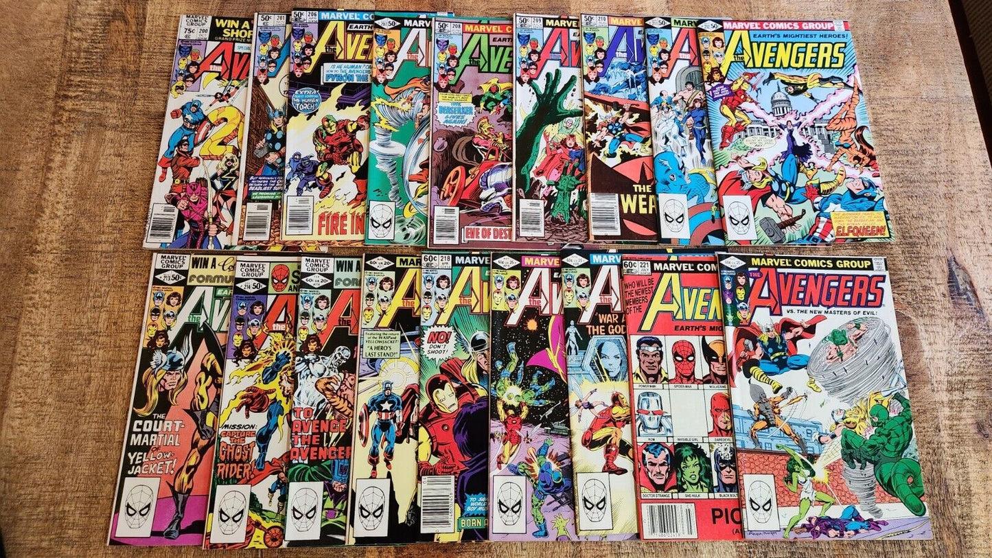 Avengers #200 201 206 207 208-222 Marvel Comics Lot of 18 VF 8.0 Scarlet Witch