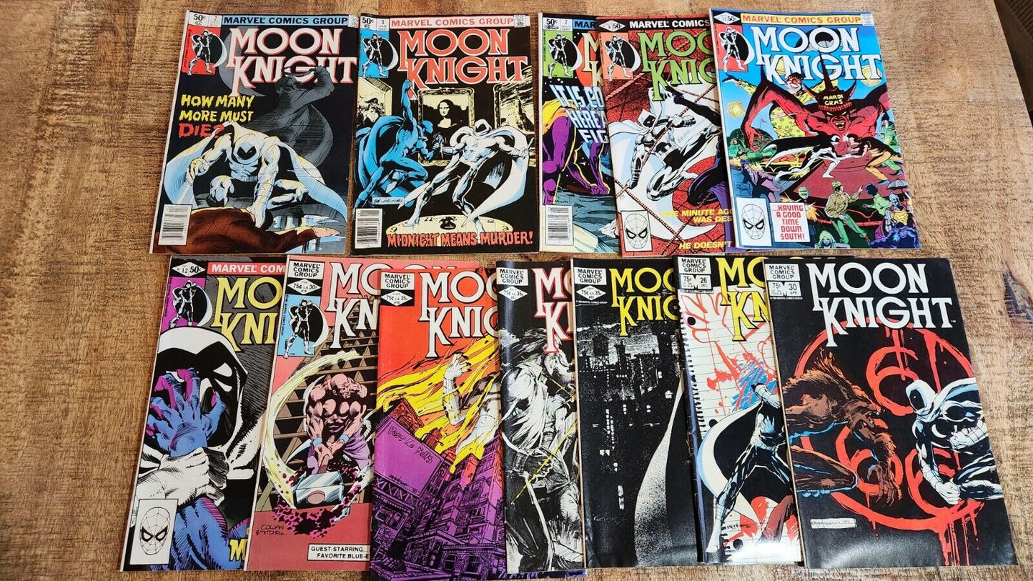 Moon Knight #2 3 7 9 11 12 16 20 21 23 26 30 Marvel Comics Lot of 12 FN/VF 7.0