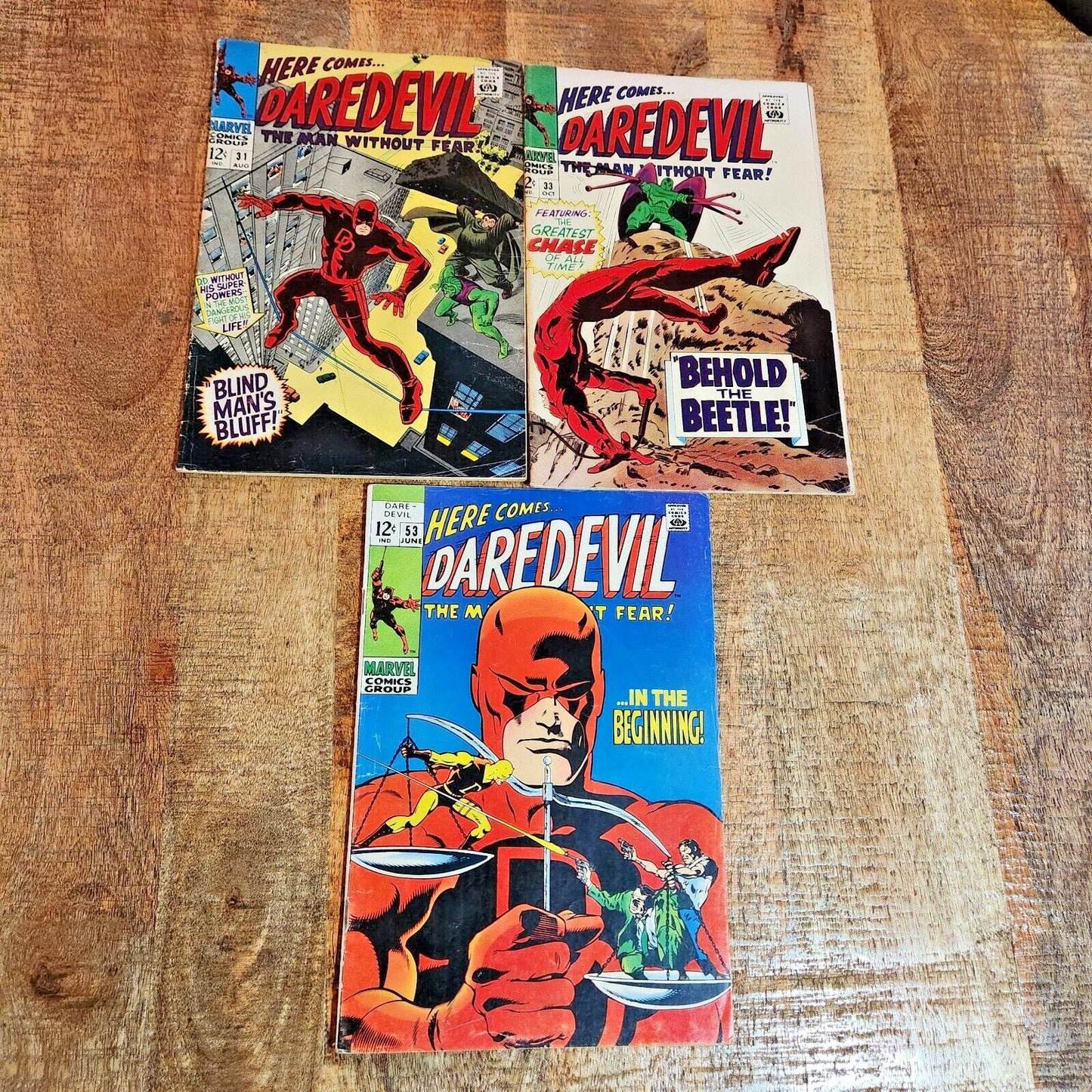 Daredevil #31 33 53 Marvel Comics 12 Cent Cover Lot 5.0 VG/FN Silver Age Beetle