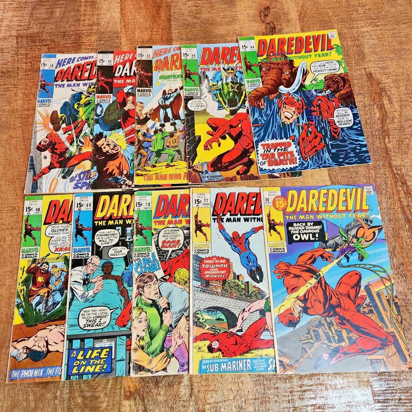 Daredevil #58 60 62 64 66 68 69 70 77 80 Marvel Comic Book Lot of 10