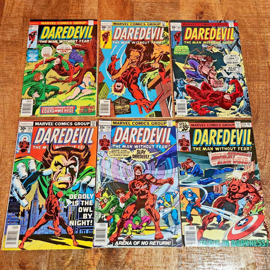 Daredevil #142 143 144 145 154 155 Marvel Comic Book Lot of 6 Black Widow App