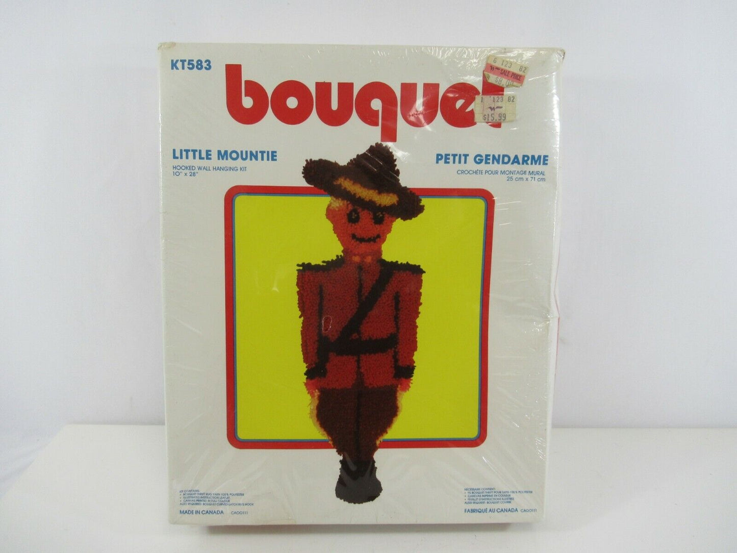 Bouquet Little Mountie Latch Hooked Wall Hanging Kit RCMP Canada Vtg Sealed